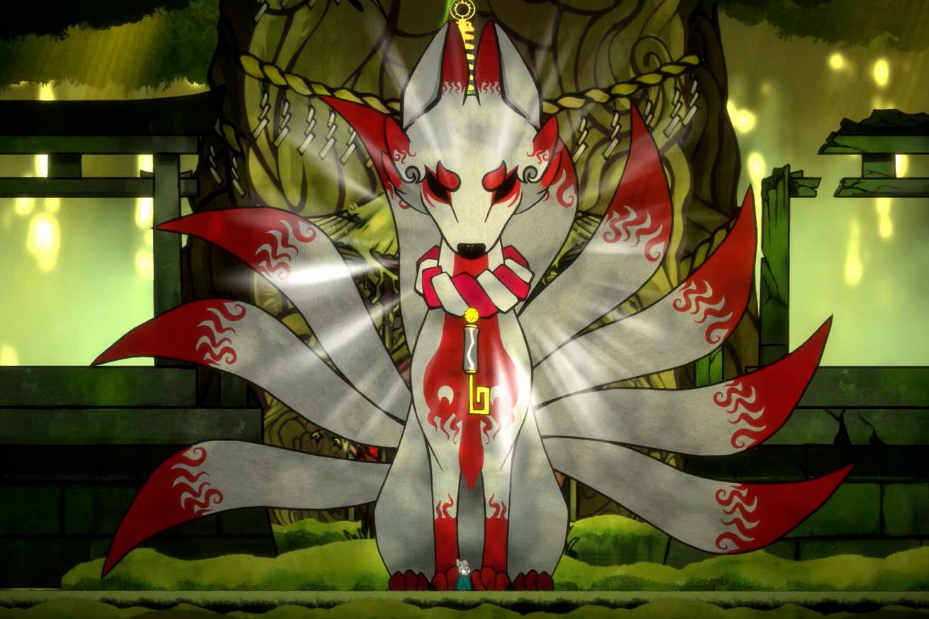 A screenshot from Bō: Path of the Teal Lotus.